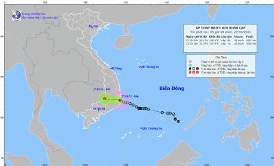Thời tiết 27-10: Áp thấp nhiệt đới khẩn cấp tiến sát bờ biển Khánh Hòa, Nam Trung Bộ, Tây Nguyên mưa to