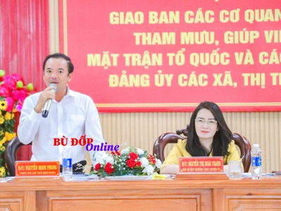 Bù Đốp: giao ban các cơ quan chuyên trách tham mưu, giúp việc Huyện ủy; Mặt trận Tổ quốc và các đoàn thể huyện; Đảng uỷ các xã, thị trấn