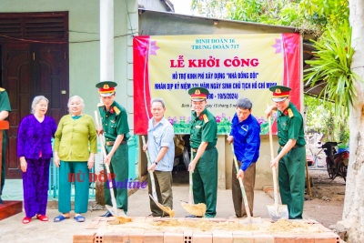 Binh đoàn 16 khởi công, trao tặng kinh phí hỗ trợ xây dựng nhà đồng đội