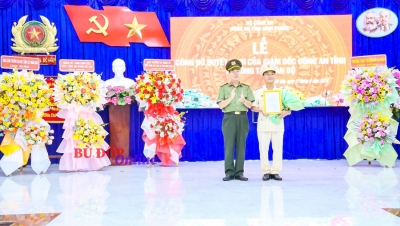 Công an tỉnh Bình Phước công bố trao quyết định bổ nhiệm Phó trưởng công an huyện Bù Đốp